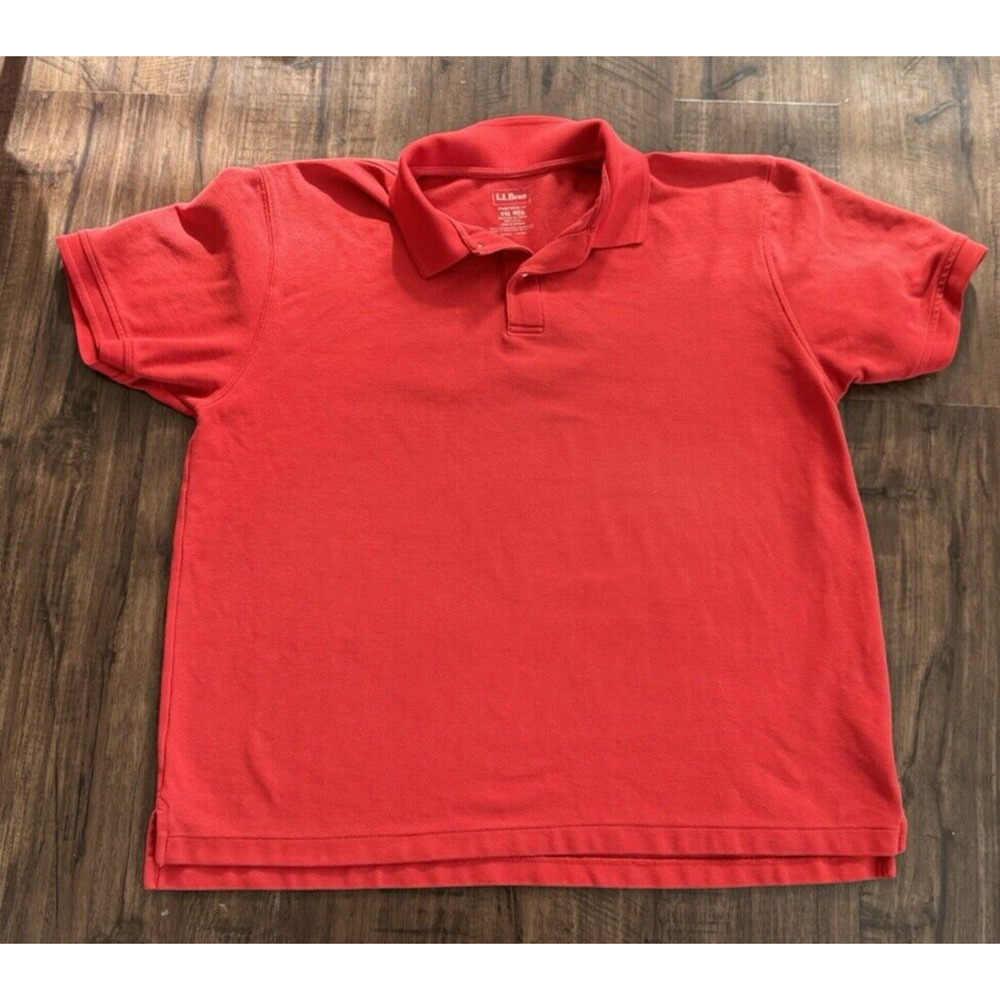 LL Bean Polo Shirt Mens XXL Red Rugby Cotton Outdoor Casual Mens